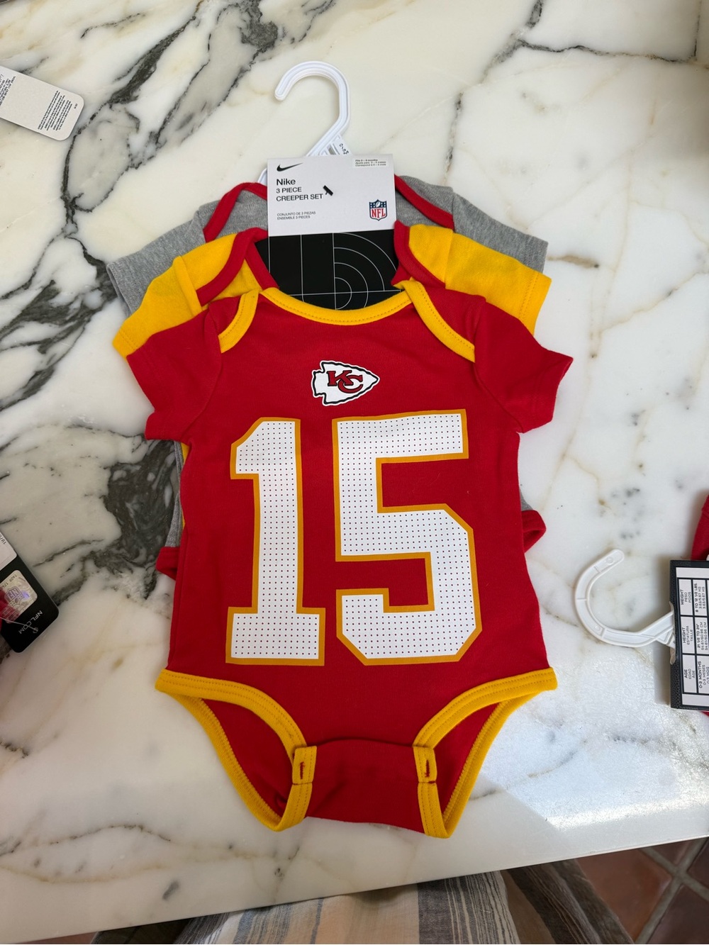 Set of 6 Chiefs Bodysuits 0-3 months - Picture 2 of 5
